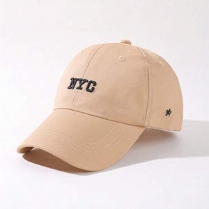 Adjustable Khaki + Black Embroidered ‘NYC’ Baseball Cap OS New